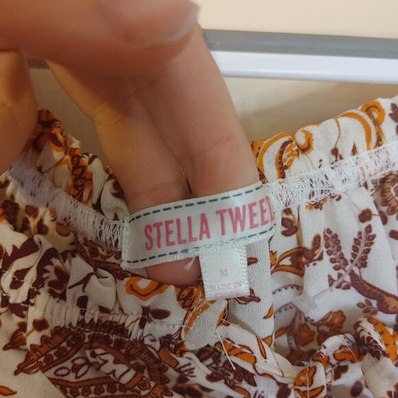 Stella Tweed Size Medium M Blouse Paisley Sheer Light Weight Top Boho - Picture 7 of 10